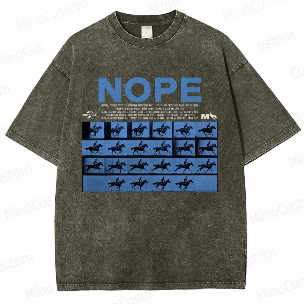 Nope Movie Retro Graphic Washed T - Shirt