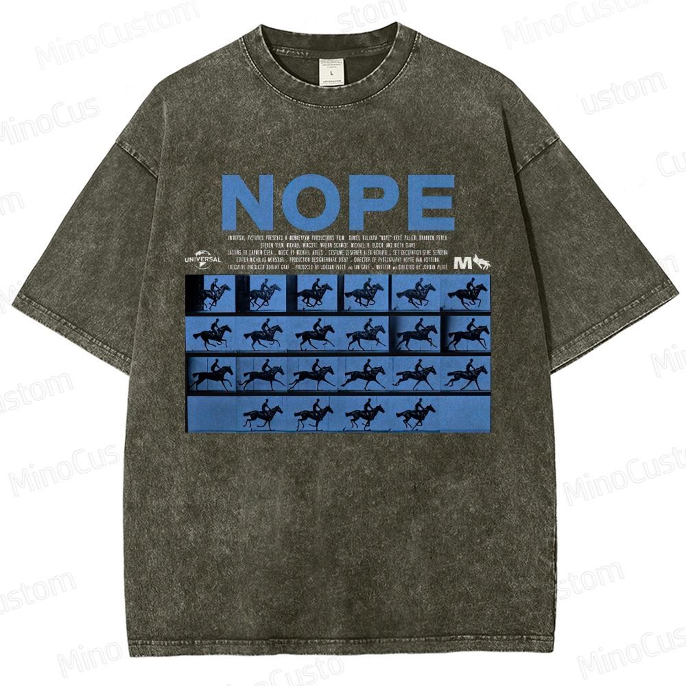 Nope Movie Retro Graphic Washed T - Shirt
