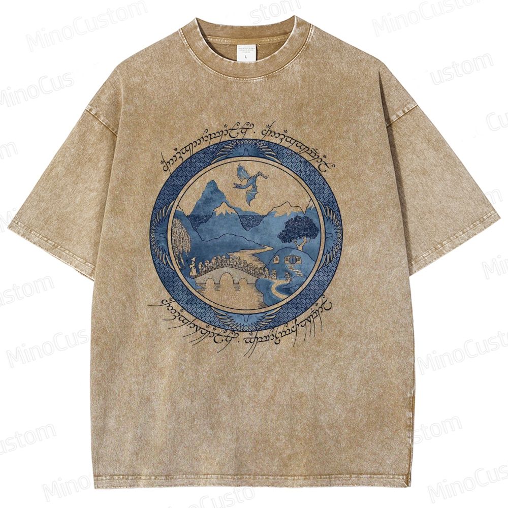 The Lord of the Rings Retro Map Graphic Washed T - Shirt