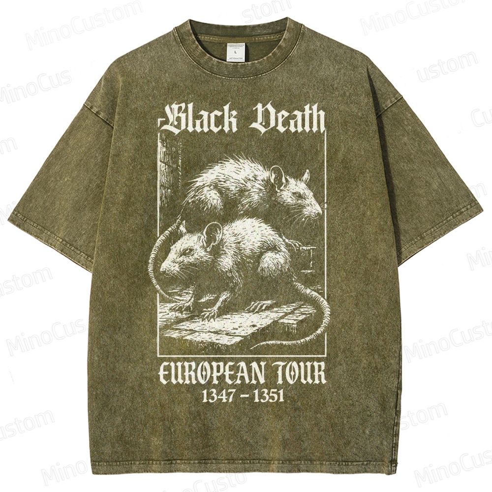 Black Death European Tour 1347- 1351 Vintage Washed T-Shirt