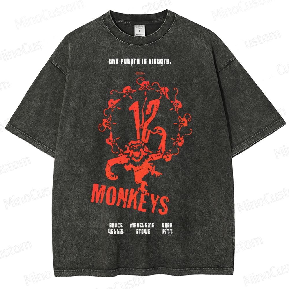 12 Monkeys Clock Emblem Washed T-Shirt