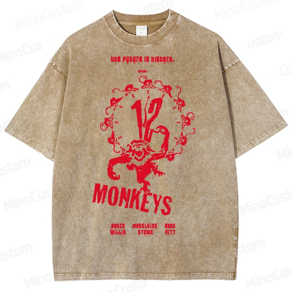 12 Monkeys Clock Emblem Washed T-Shirt