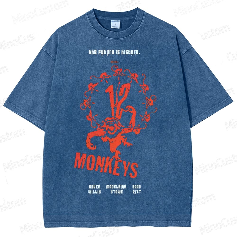 12 Monkeys Clock Emblem Washed T-Shirt