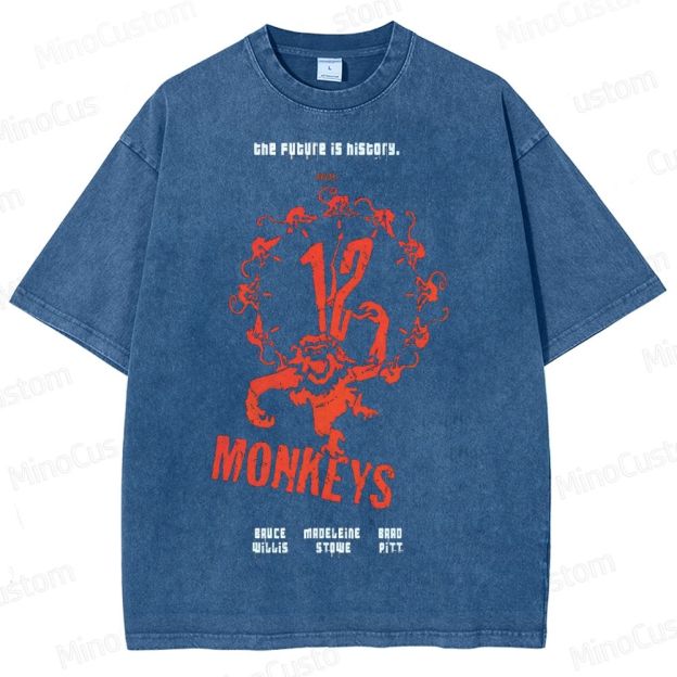 12 Monkeys Clock Emblem Washed T-Shirt