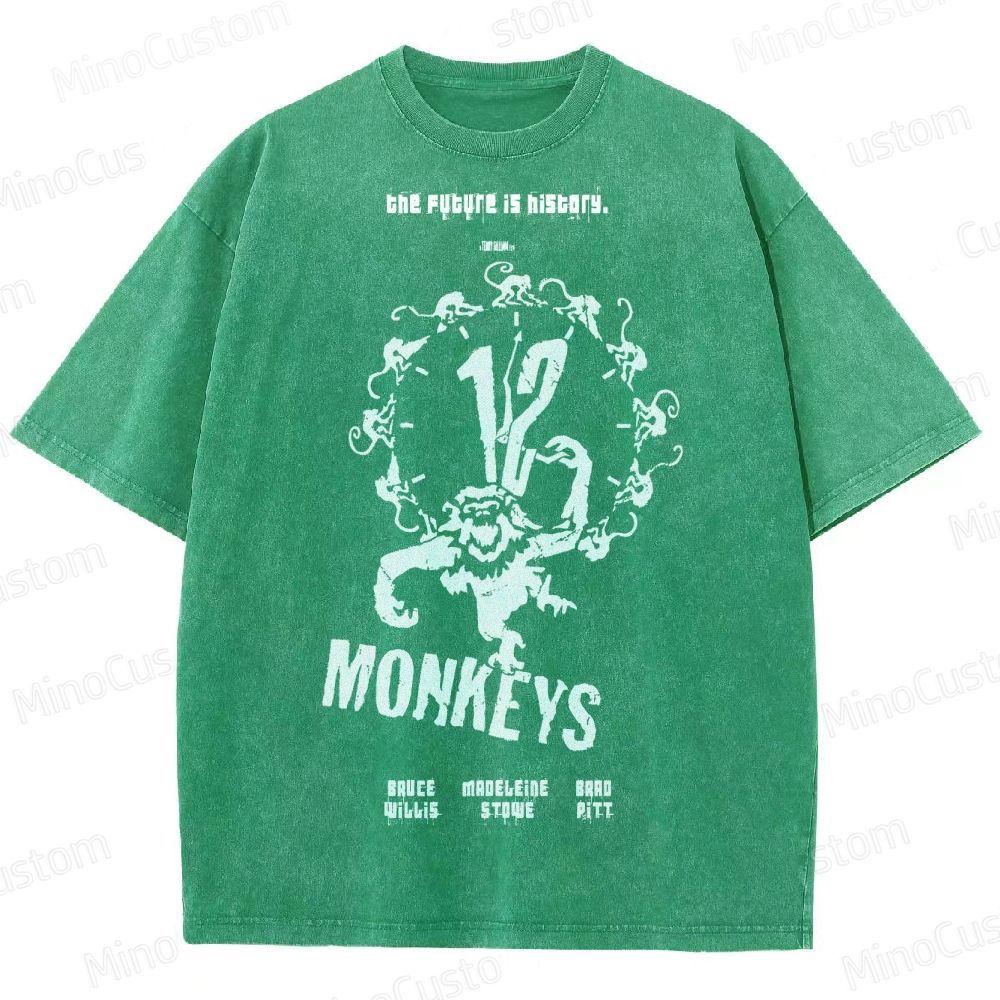 12 Monkeys Clock Emblem Washed T-Shirt