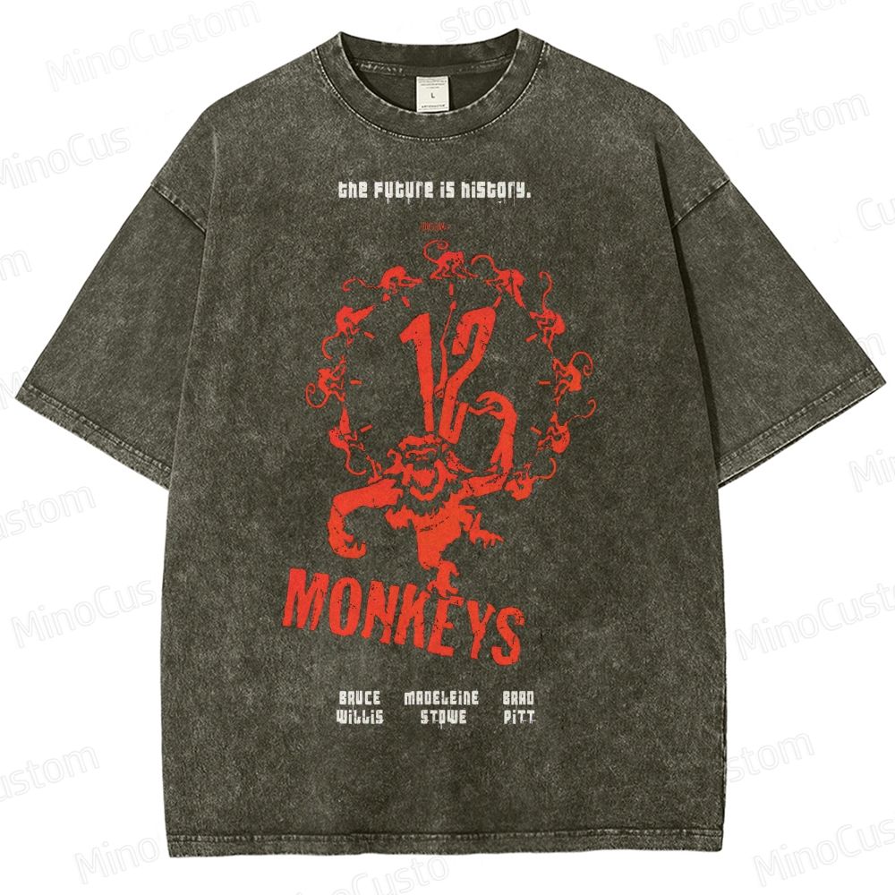 12 Monkeys Clock Emblem Washed T-Shirt