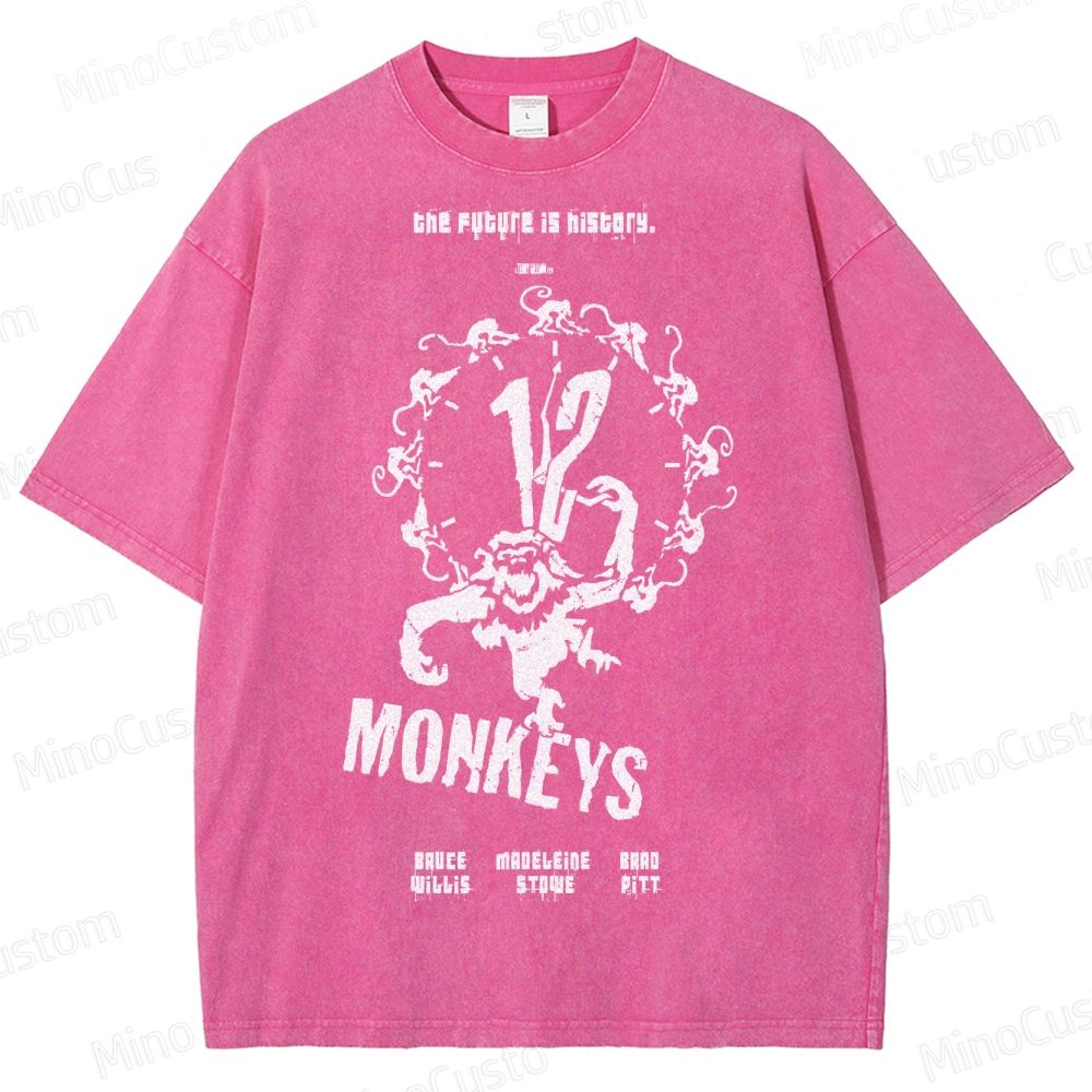 12 Monkeys Clock Emblem Washed T-Shirt