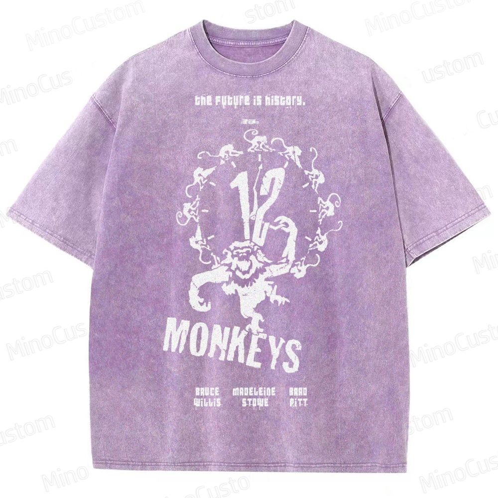 12 Monkeys Clock Emblem Washed T-Shirt