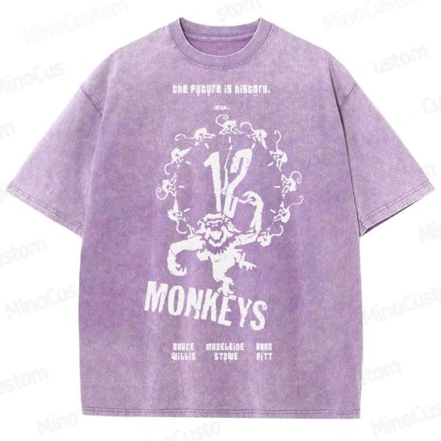 12 Monkeys Clock Emblem Washed T-Shirt