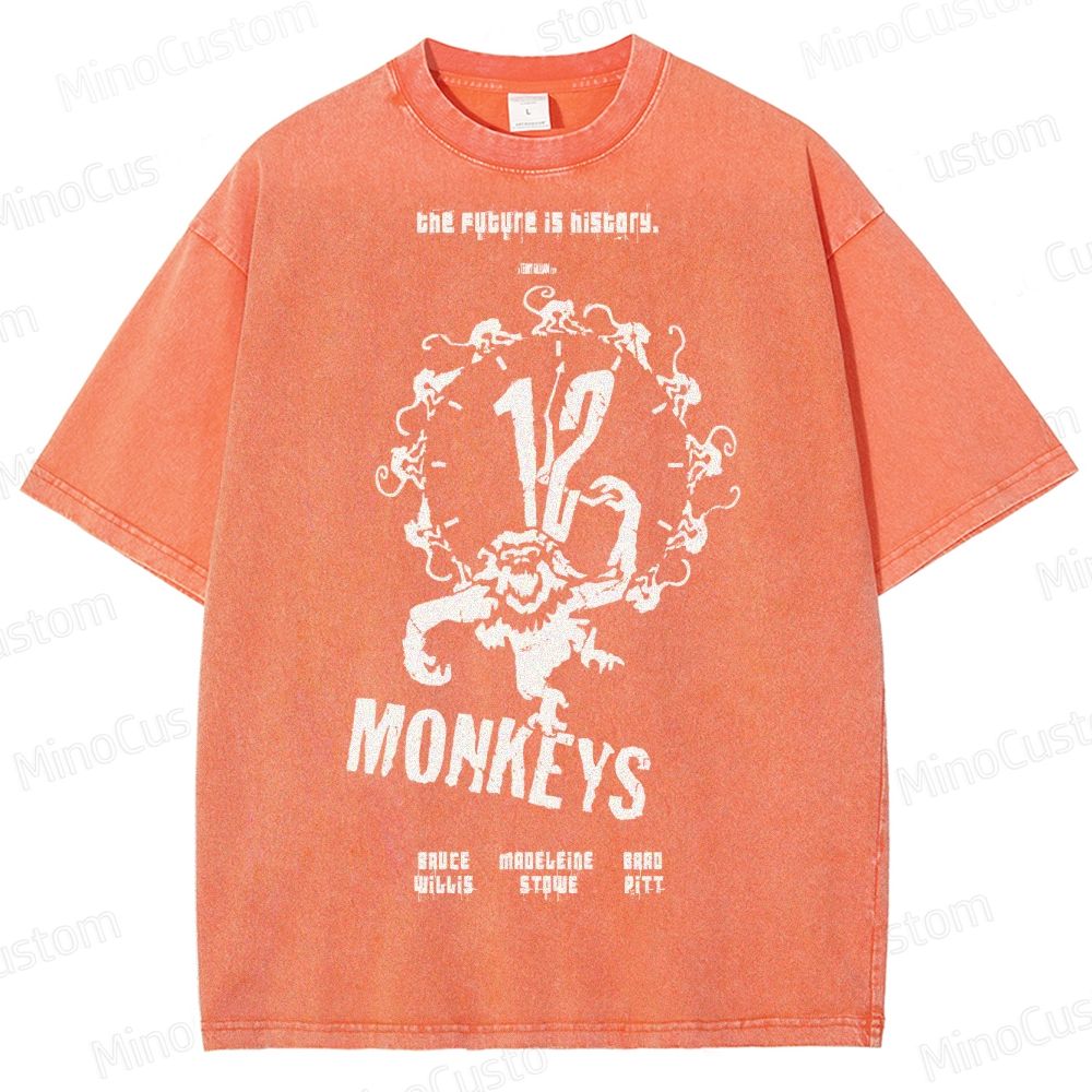12 Monkeys Clock Emblem Washed T-Shirt