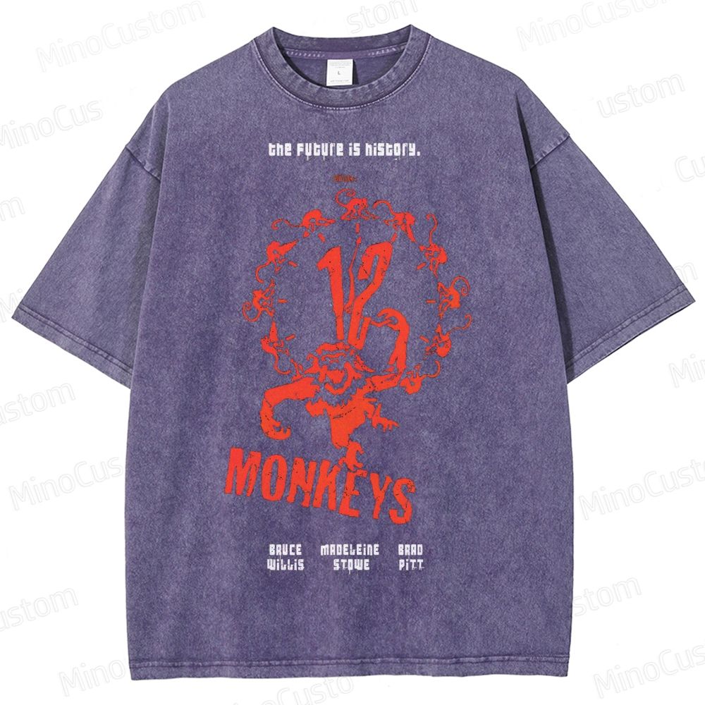 12 Monkeys Clock Emblem Washed T-Shirt