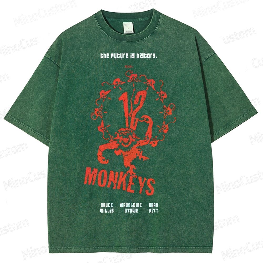 12 Monkeys Clock Emblem Washed T-Shirt