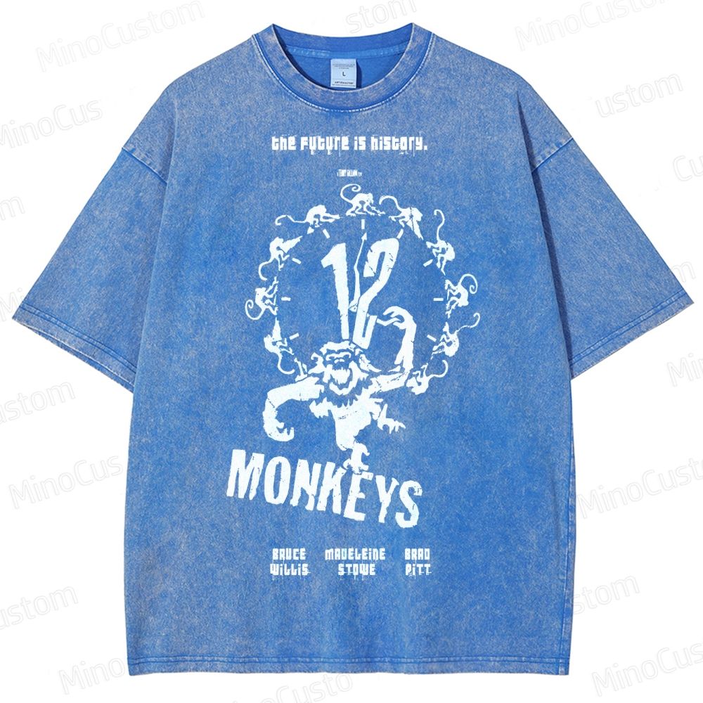 12 Monkeys Clock Emblem Washed T-Shirt