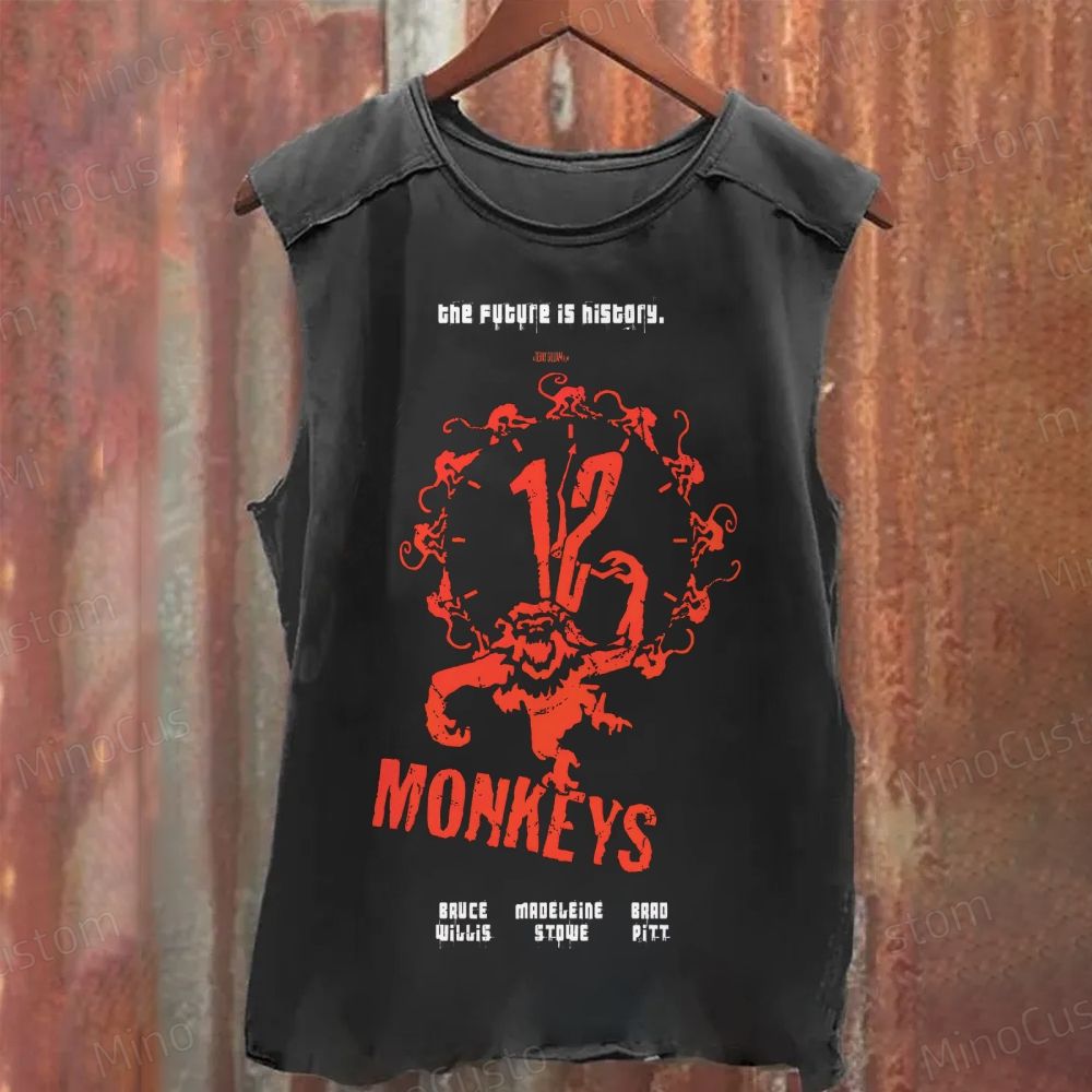 12 Monkeys Clock Emblem Washed Tank Top