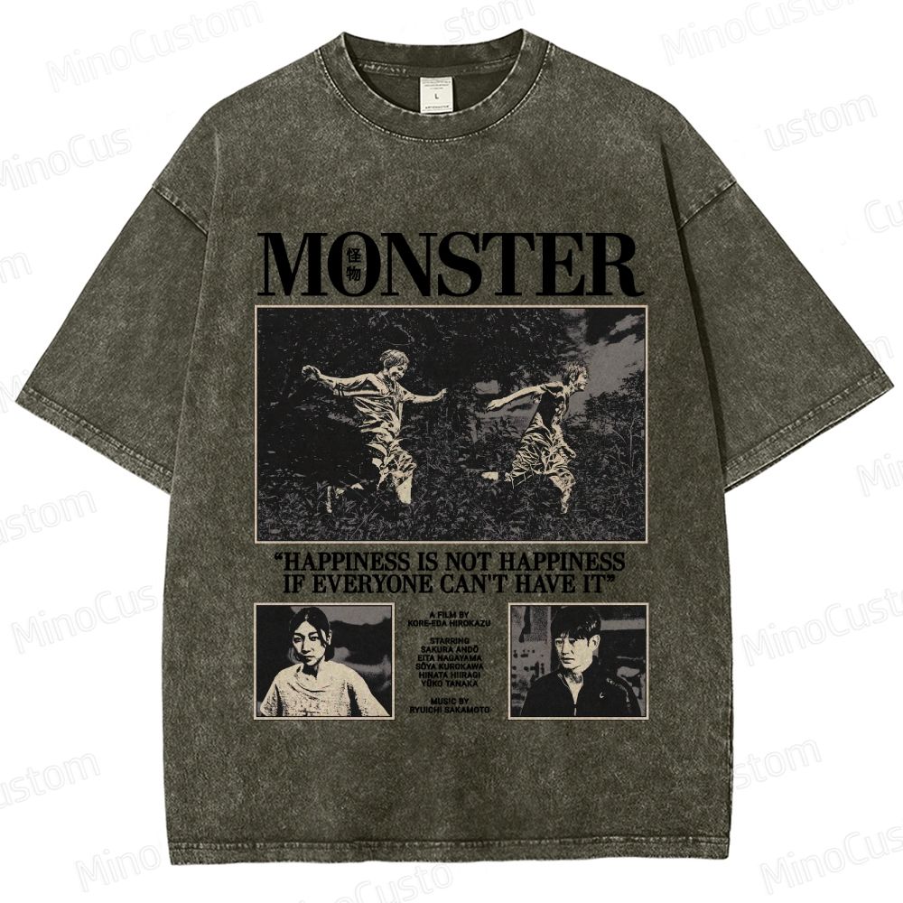 Anime Monster “Happiness Is Not Happiness” Washed T - Shirt