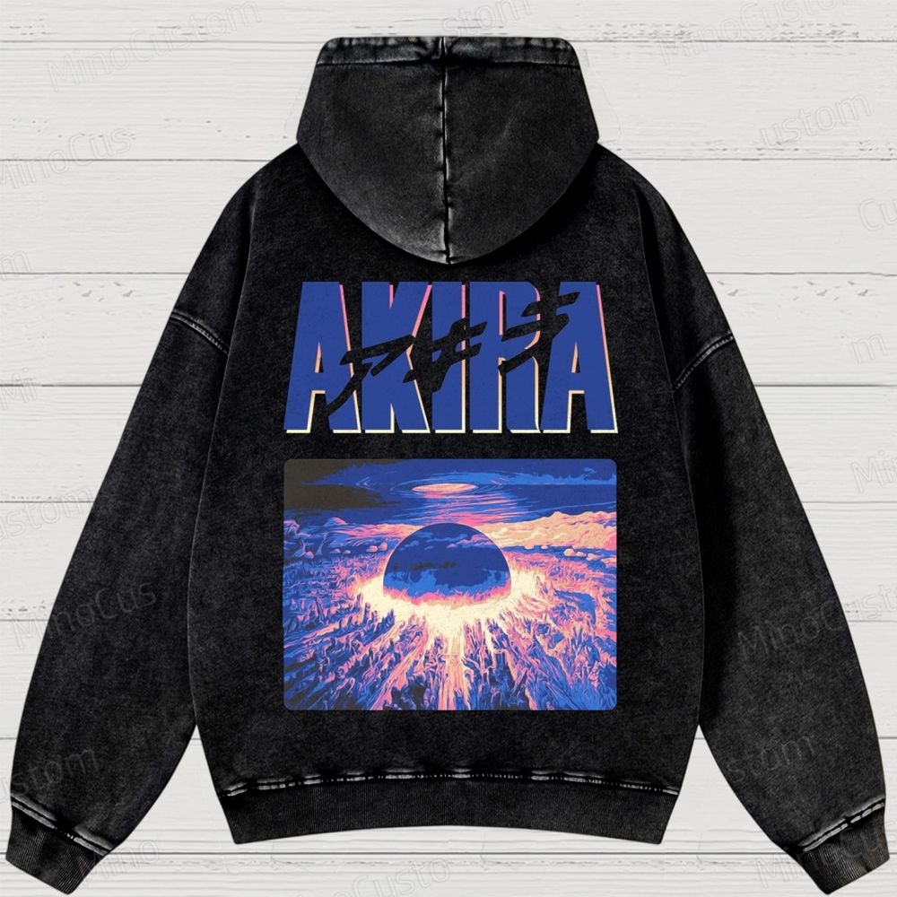 Akira Anime Graphic Washed Hoodie