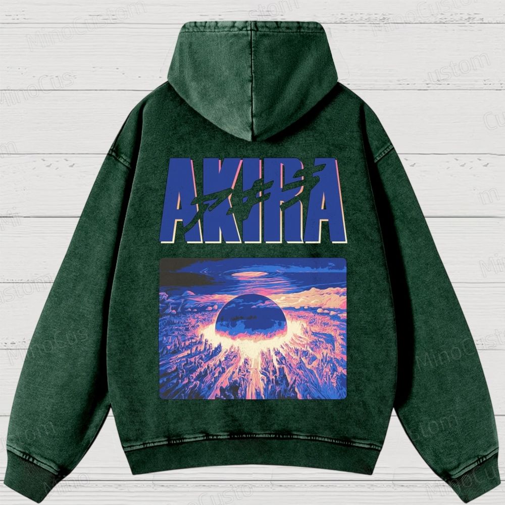Akira Anime Graphic Washed Hoodie