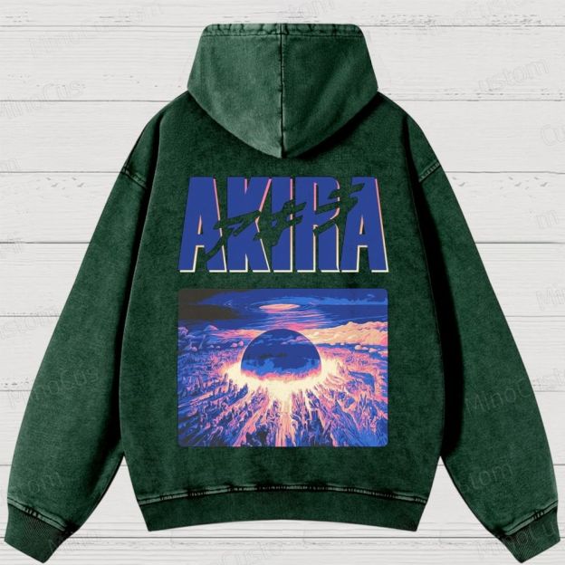Akira Anime Graphic Washed Hoodie