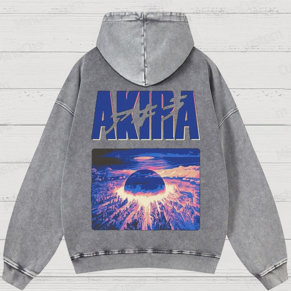 Akira Anime Graphic Washed Hoodie