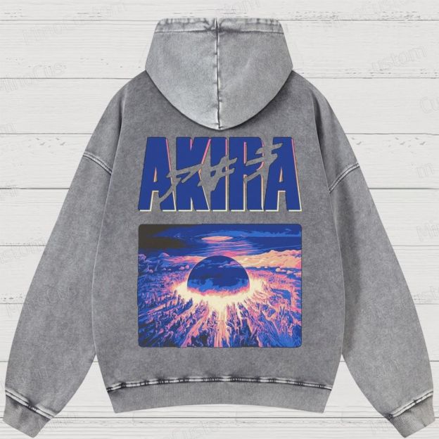 Akira Anime Graphic Washed Hoodie