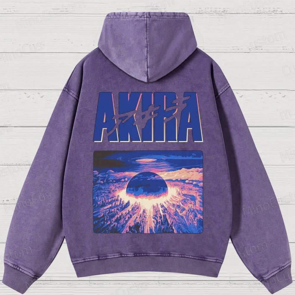 Akira Anime Graphic Washed Hoodie