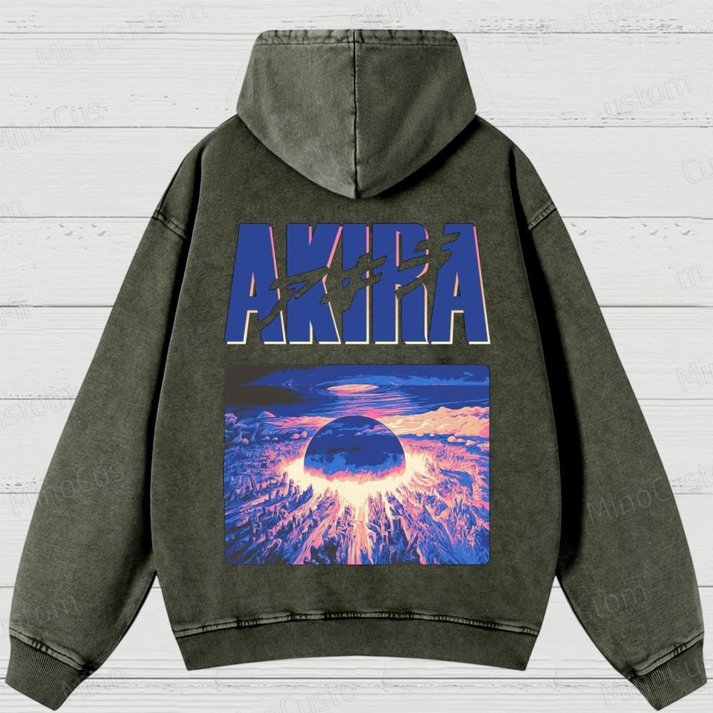 Akira Anime Graphic Washed Hoodie