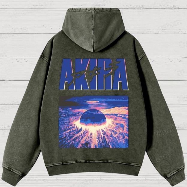 Akira Anime Graphic Washed Hoodie