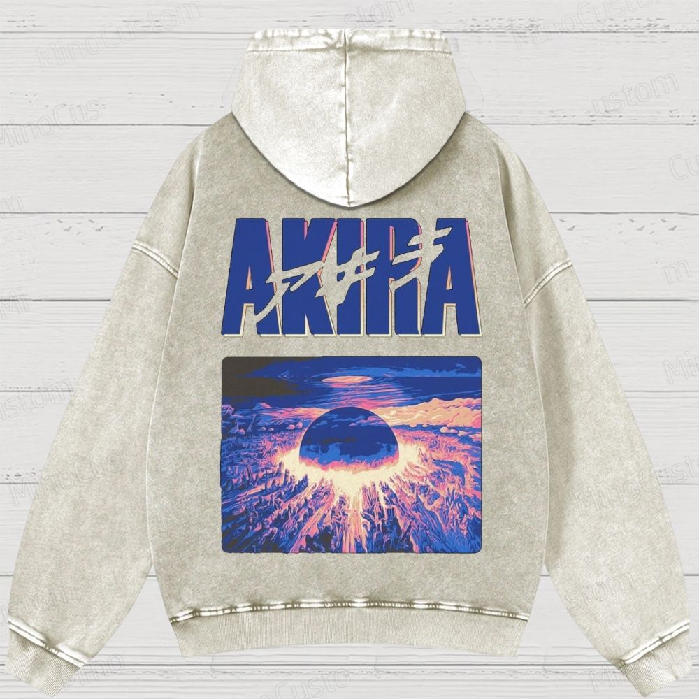 Akira Anime Graphic Washed Hoodie
