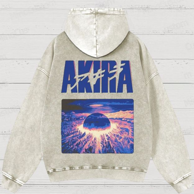 Akira Anime Graphic Washed Hoodie