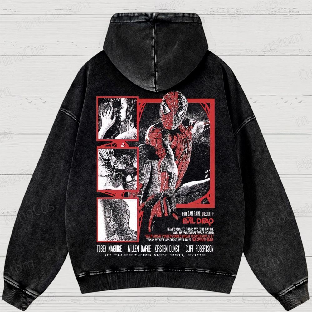 Vintage Spider - Man Movie Graphic Washed Hoodie