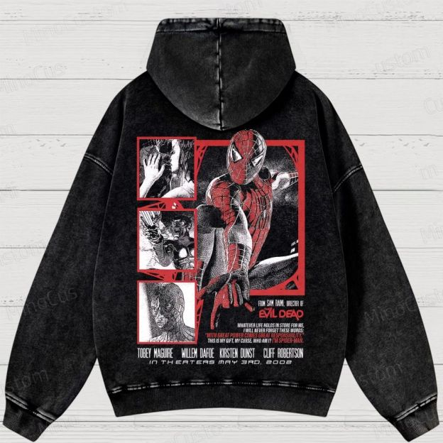 Vintage Spider - Man Movie Graphic Washed Hoodie
