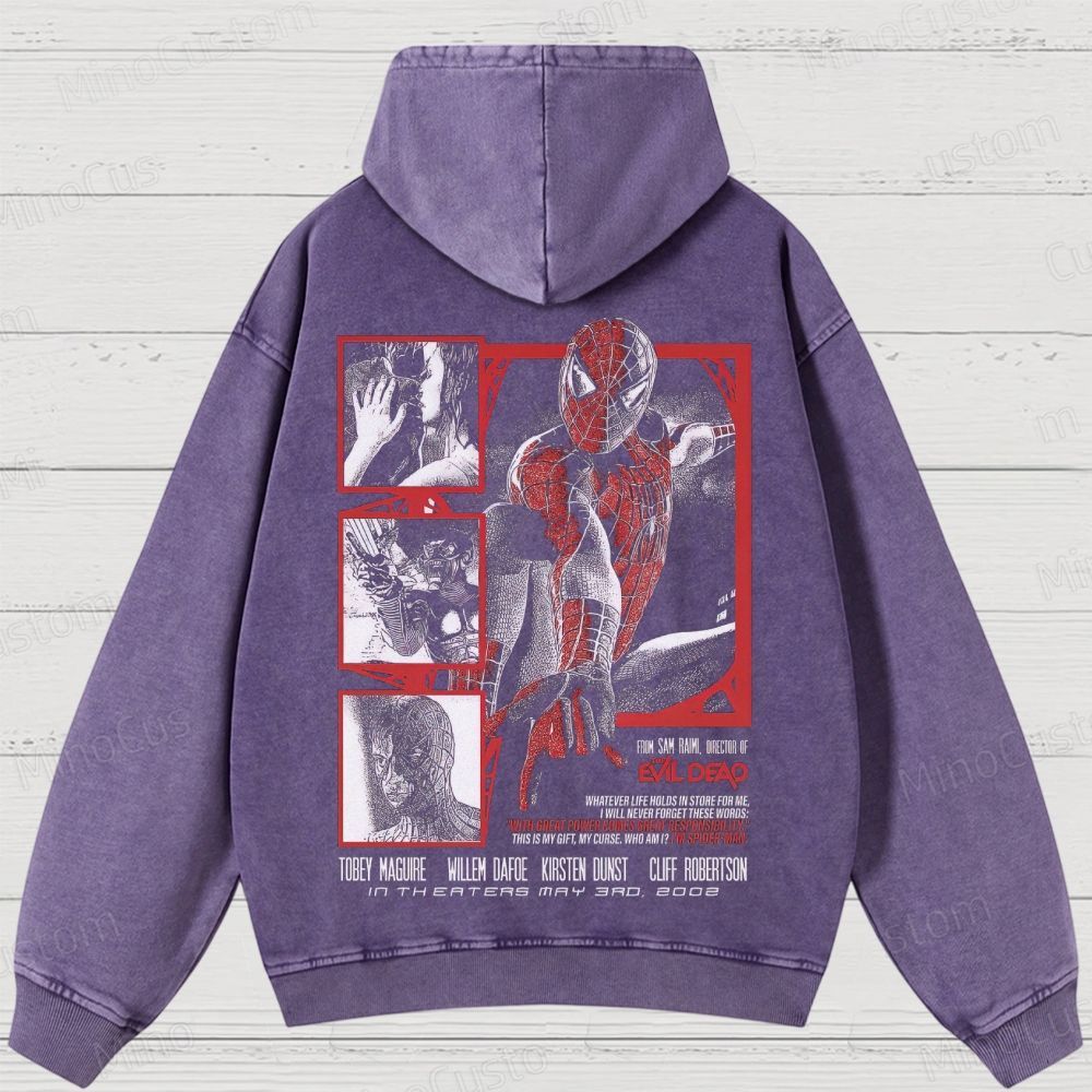 Vintage Spider - Man Movie Graphic Washed Hoodie