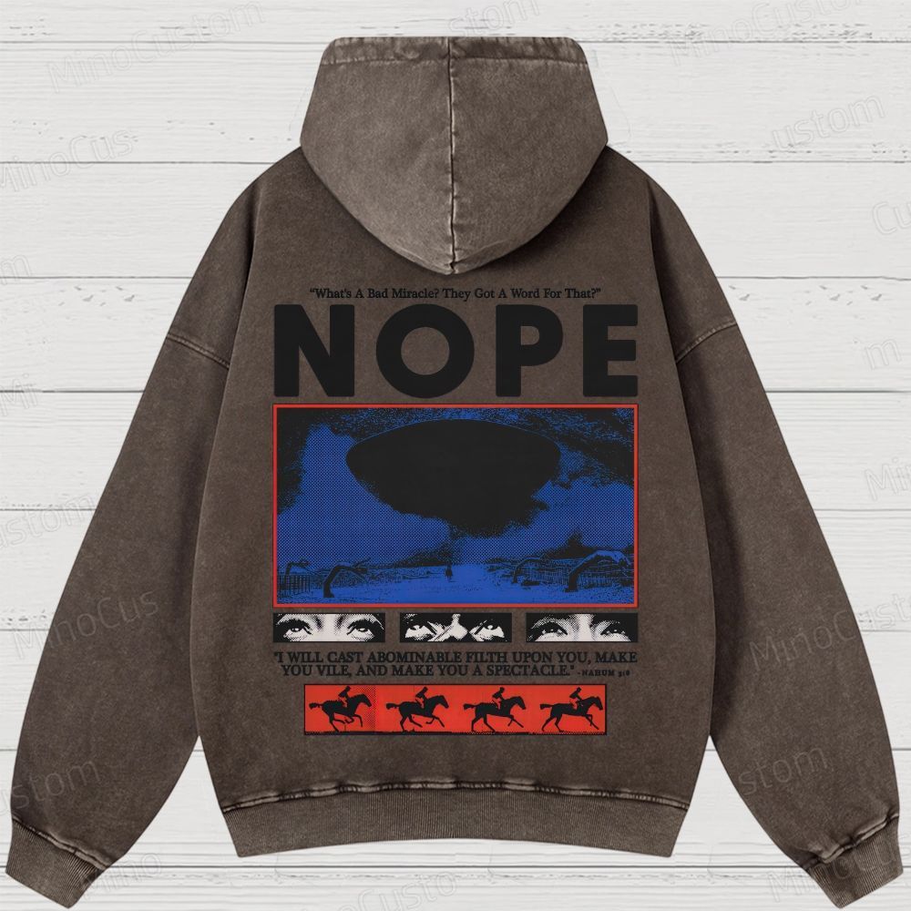 Nope Movie Retro Graphic Washed Hoodie