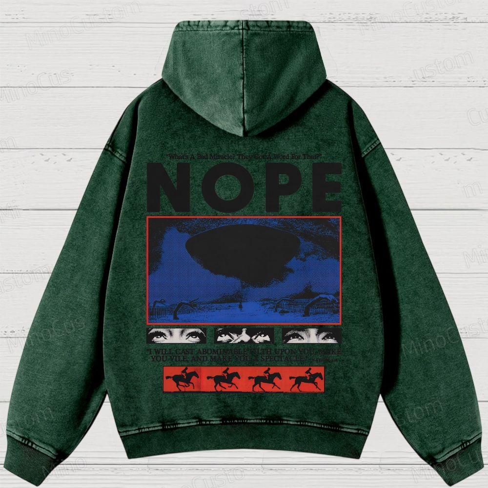 Nope Movie Retro Graphic Washed Hoodie