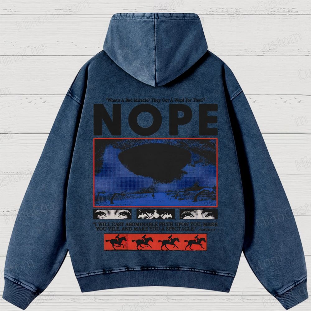 Nope Movie Retro Graphic Washed Hoodie