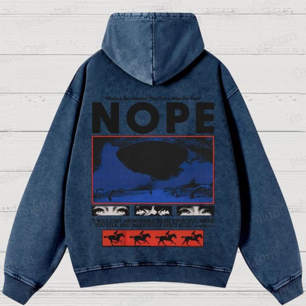 Nope Movie Retro Graphic Washed Hoodie