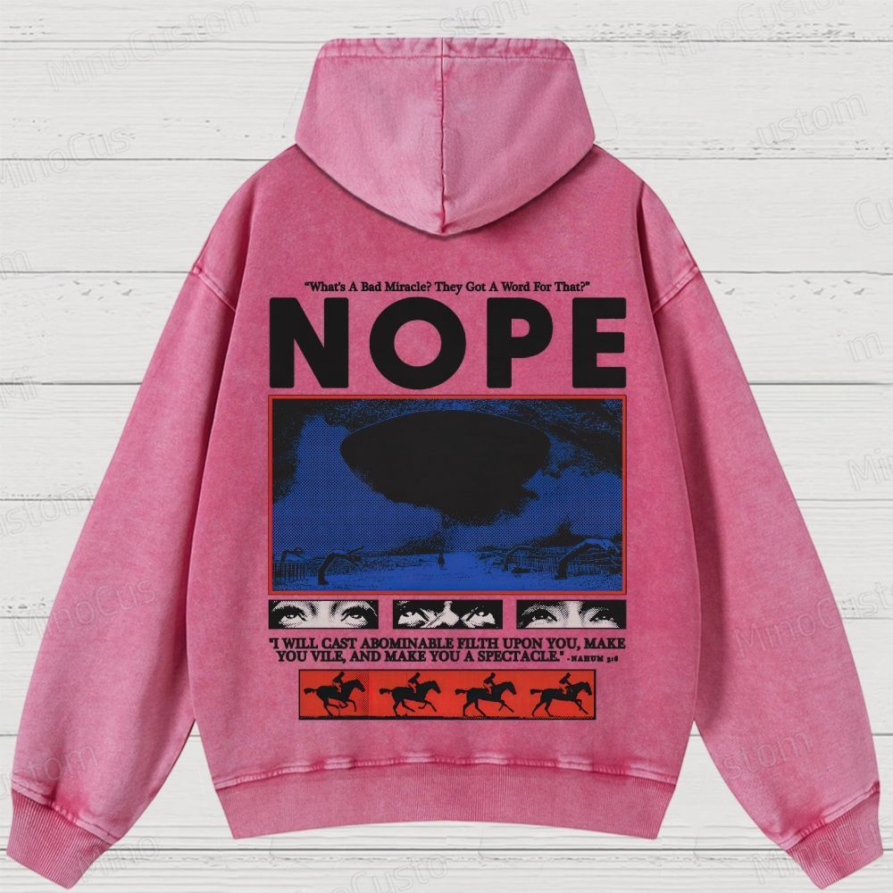 Nope Movie Retro Graphic Washed Hoodie