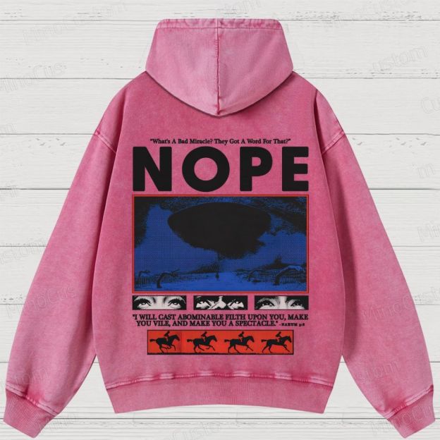 Nope Movie Retro Graphic Washed Hoodie