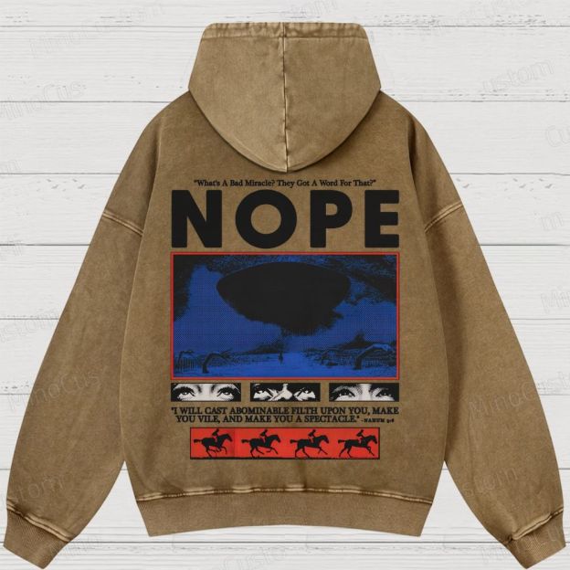 Nope Movie Retro Graphic Washed Hoodie