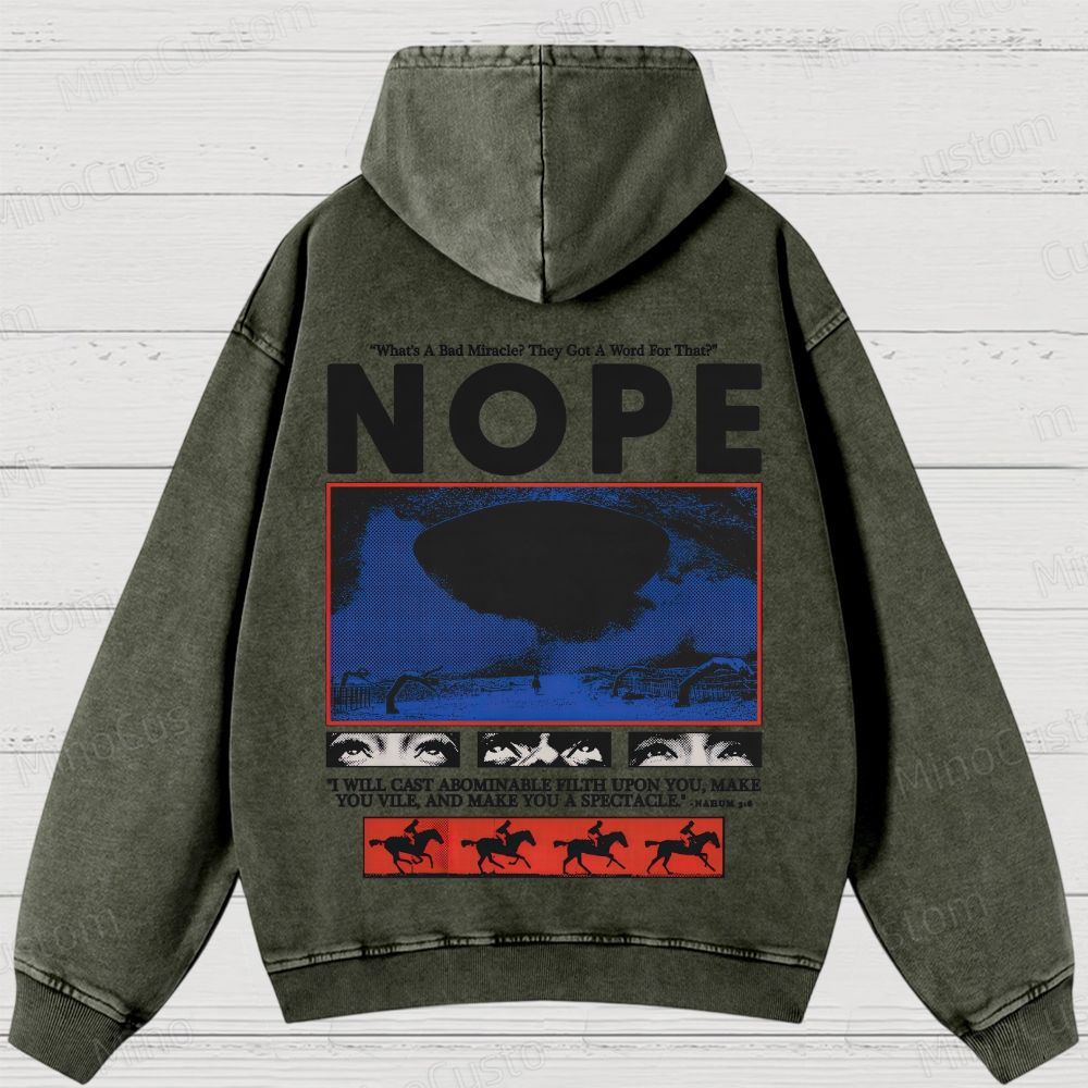 Nope Movie Retro Graphic Washed Hoodie