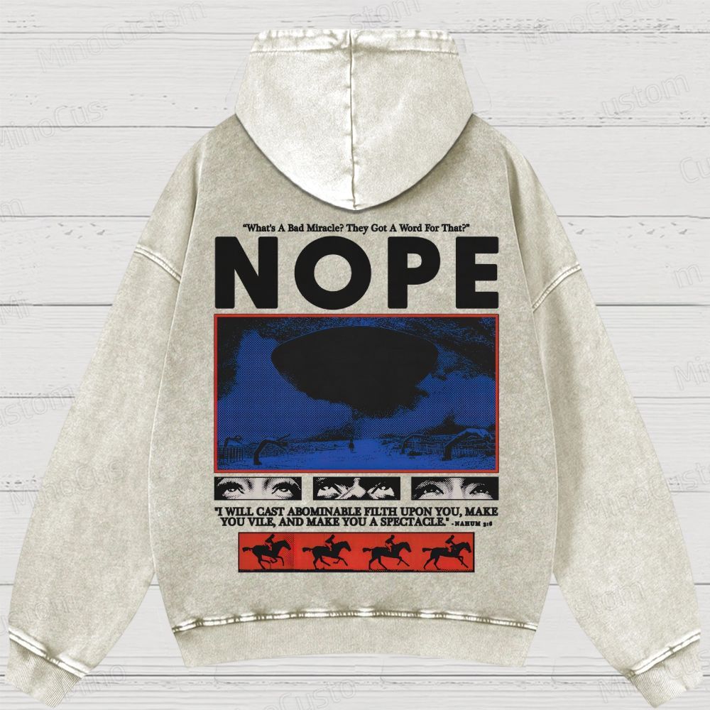 Nope Movie Retro Graphic Washed Hoodie