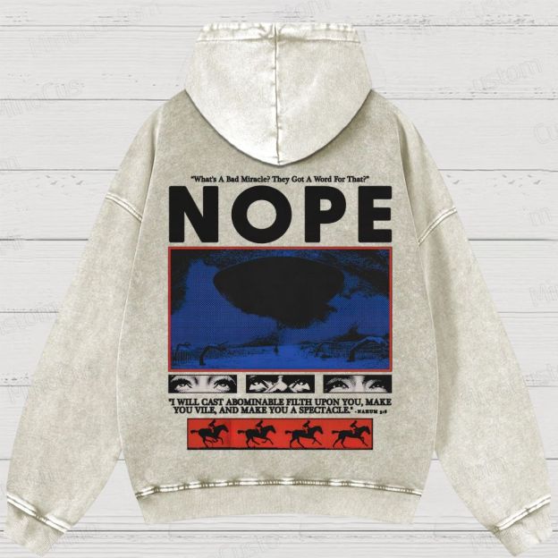 Nope Movie Retro Graphic Washed Hoodie