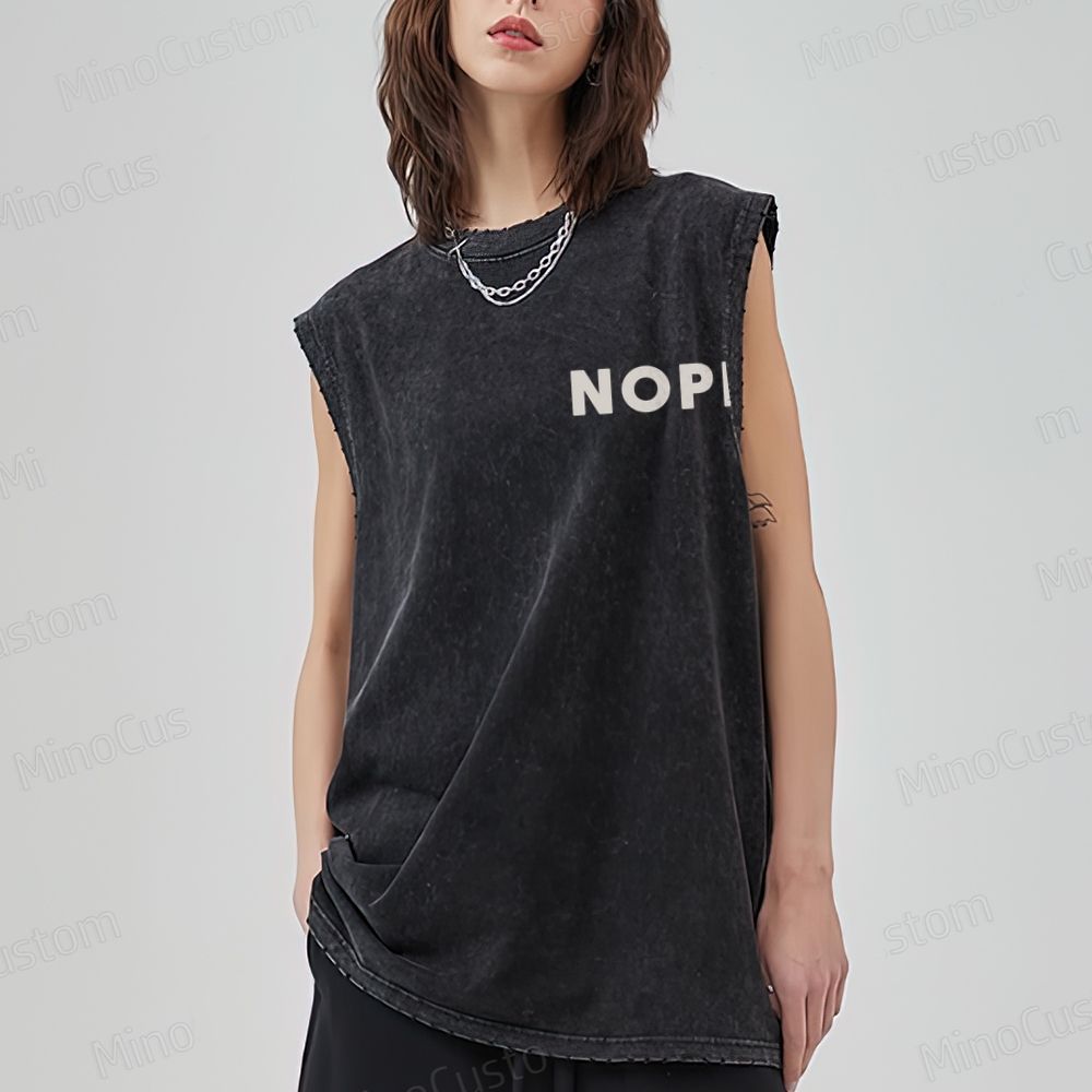 Nope Movie Retro Graphic Washed Sleeveless Tank Top