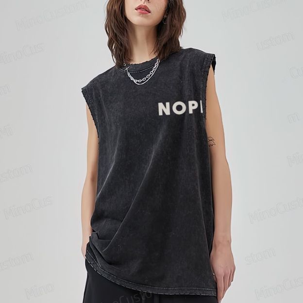 Nope Movie Retro Graphic Washed Sleeveless Tank Top