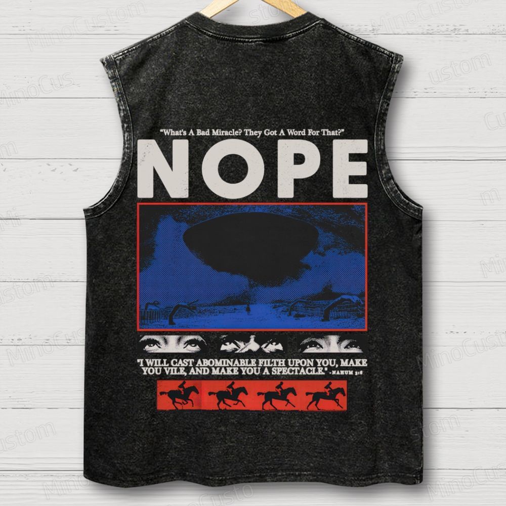 Nope Movie Retro Graphic Washed Sleeveless Tank Top