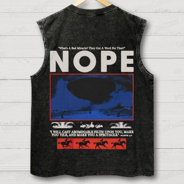 Nope Movie Retro Graphic Washed Sleeveless Tank Top