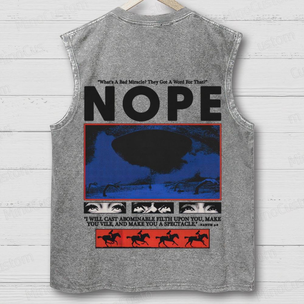 Nope Movie Retro Graphic Washed Sleeveless Tank Top