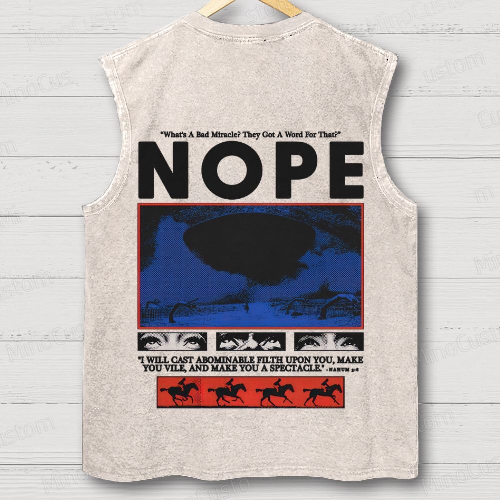 Nope Movie Retro Graphic Washed Sleeveless Tank Top