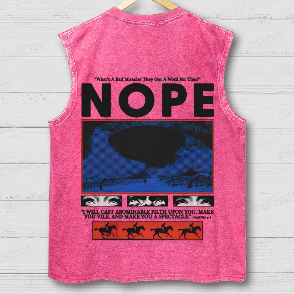 Nope Movie Retro Graphic Washed Sleeveless Tank Top