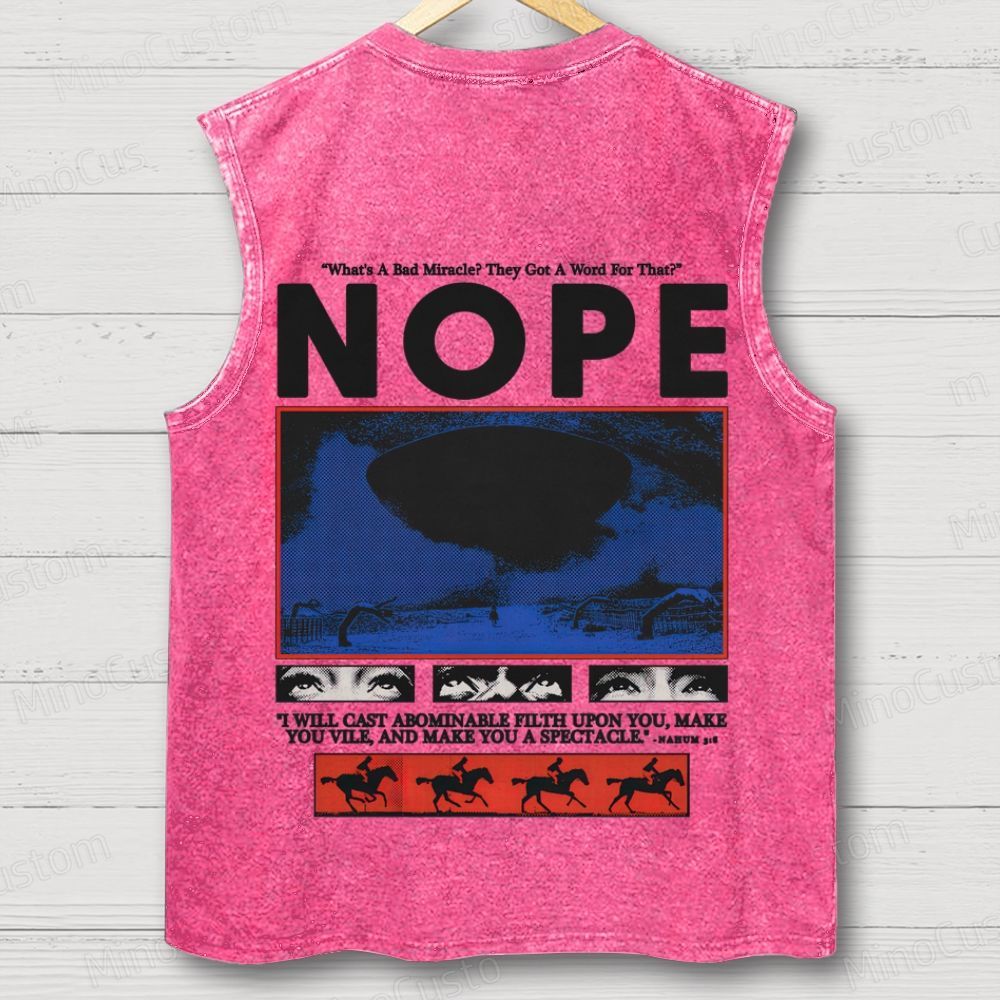 Nope Movie Retro Graphic Washed Sleeveless Tank Top